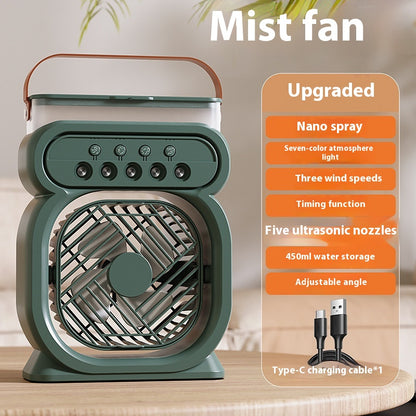 3 in 1 Portable Air Conditioner Evaporative Air Cooler LED Night Lights 3 Speeds Humidifier Fan for Home Office