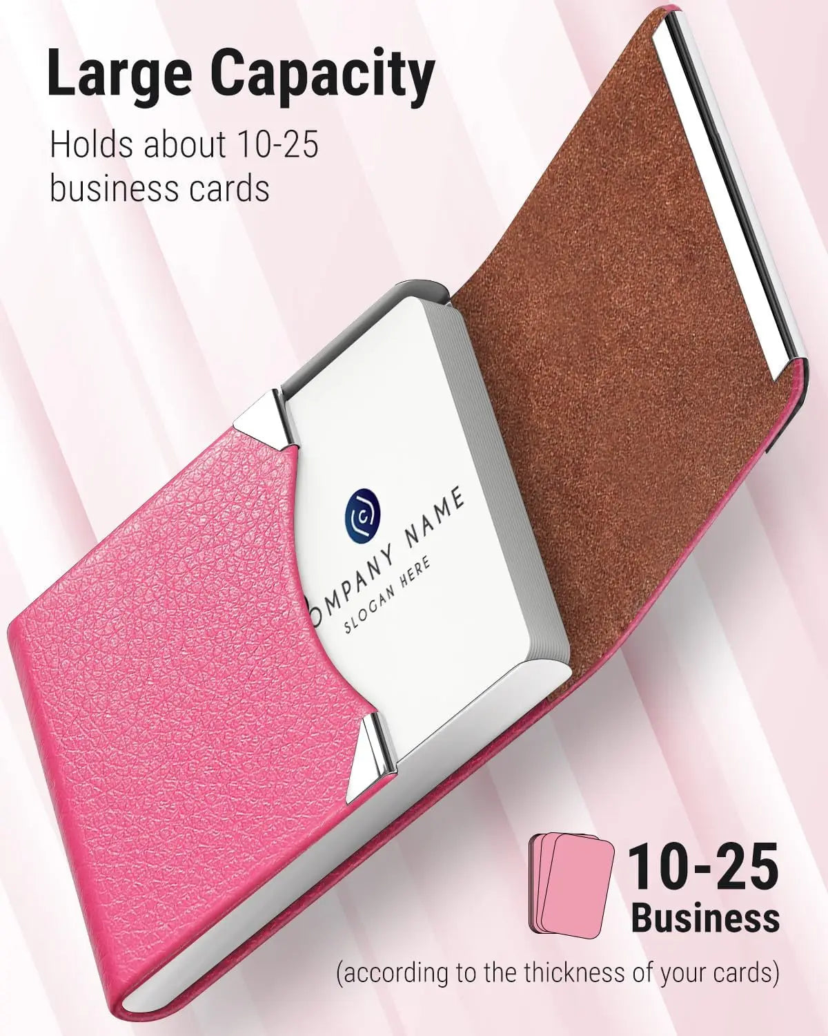 Maxgear Business Card Holder, Slim PU Leather & Stainless Steel Business Card Case for Men & Women, RFID Blocking Name Card Holder with Magnetic Closure